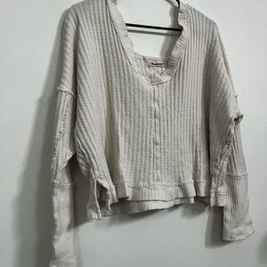 We The Free Ivory Cable Knit Sweater